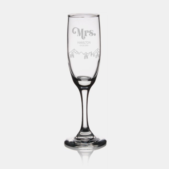 Mr. And Mrs. Rustic Wedding Toasting Champagne Flute (Glassware)