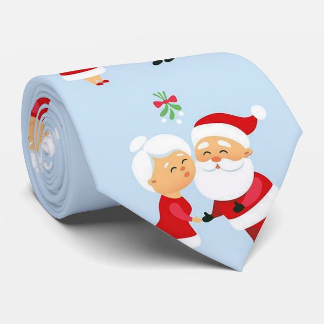 MR AND MRS SANTA CLAUS CHRISTMAS NECK TIE (Rolled)