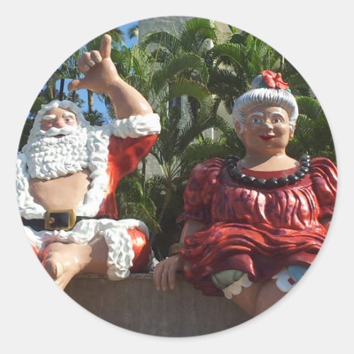 Mr and Mrs Santa Claus Classic Round Sticker