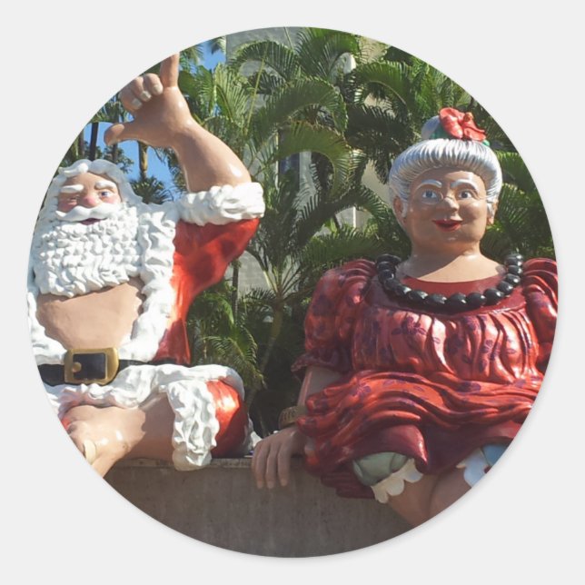 Mr and Mrs Santa Claus Classic Round Sticker (Front)