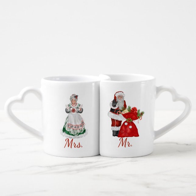 Mr. and Mrs. Santa Claus Mugs (Front Nesting)