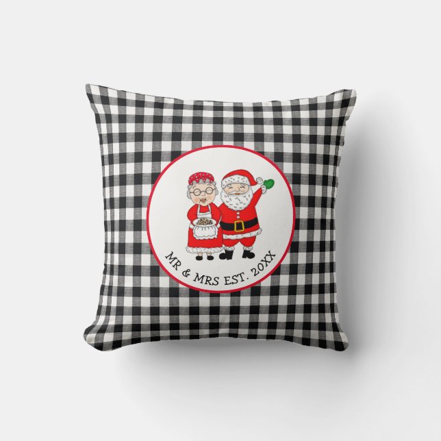 Mr and Mrs Santa Claus Personalized   Throw Pillow (Front)