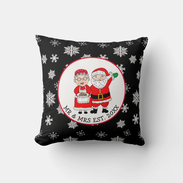 Mr and Mrs Santa Claus Personalized   Throw Pillow (Front)