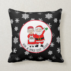 Mr and Mrs Santa Claus Personalized   Throw Pillow