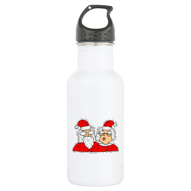 Mr and Mrs Santa Claus Stainless Steel Water Bottle (Front)