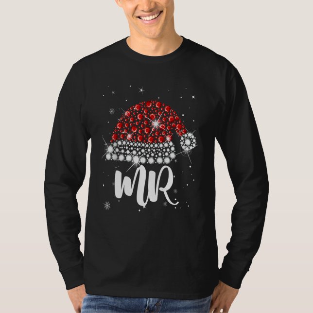 Mr And Mrs Santa Hat Christmas Couples Matching Pa T-Shirt (Front)