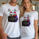 Mr and Mrs Script Couples Christmas T-Shirt<br><div class="desc">Mr and Mrs,  personalized christmas shirts. This watercolor design has a trendy illustration of a couple wearing santa hats. "Mr & Mrs" is hand lettered in modern script and the template is ready for you to add your personalized text,  names and the year.</div>