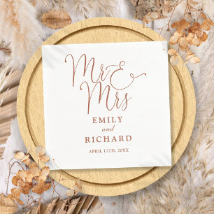 Mr And Mrs Script Elegant Terracotta Wedding Napkins