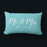 Mr and Mrs Script Established Wedding Pillow<br><div class="desc">Our Mr and Mrs script pillow is the perfect gift for newly weds.</div>