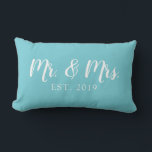 Mr and Mrs Script Established Wedding Pillow<br><div class="desc">Our Mr and Mrs script pillow is the perfect gift for newly weds.</div>