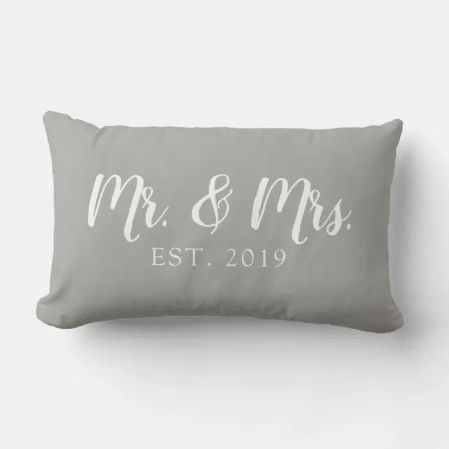 Mr and Mrs Script Established Wedding Pillow Zazzle