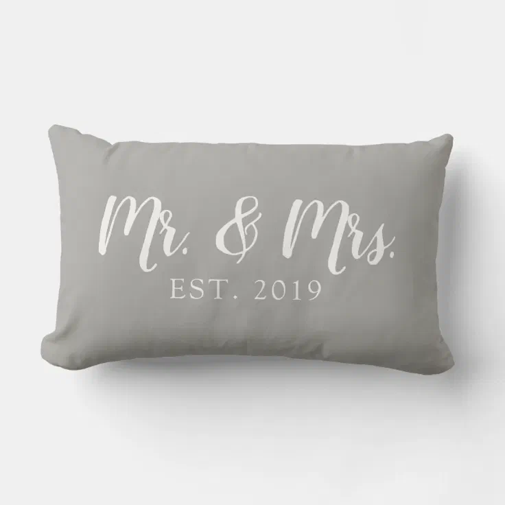 Mr and Mrs Script Established Wedding Pillow | Zazzle