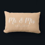 Mr and Mrs Script Established Wedding Pillow<br><div class="desc">Our Mr and Mrs script pillow is the perfect gift for newly weds.</div>