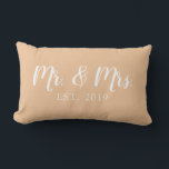Mr and Mrs Script Established Wedding Pillow<br><div class="desc">Our Mr and Mrs script pillow is the perfect gift for newly weds.</div>
