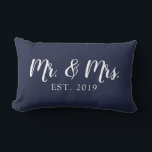 Mr and Mrs Script Established Wedding Pillow<br><div class="desc">Our Mr and Mrs script pillow is the perfect gift for newly weds.</div>
