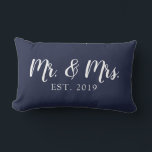 Mr and Mrs Script Established Wedding Pillow<br><div class="desc">Our Mr and Mrs script pillow is the perfect gift for newly weds.</div>