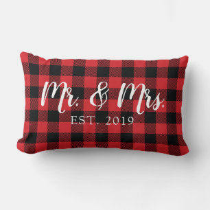 Mr and Mrs Script Established Wedding Pillow