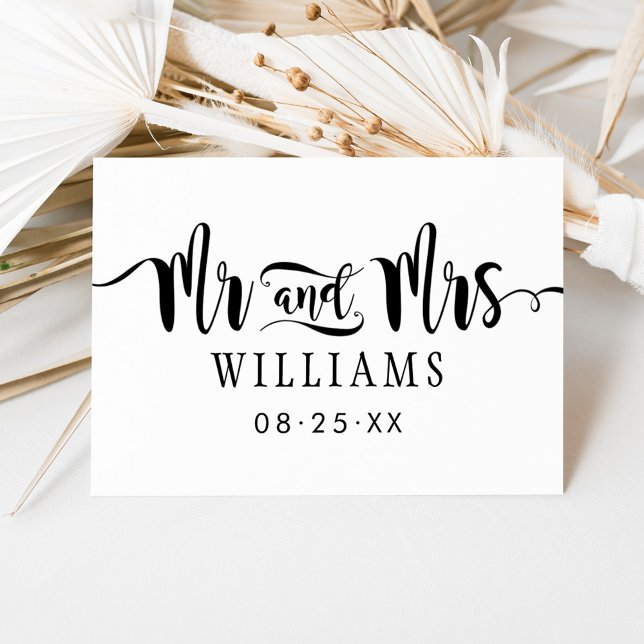 Mr and Mrs Script Monogram Wedding Letterpress Thank You Card (Creator Uploaded)