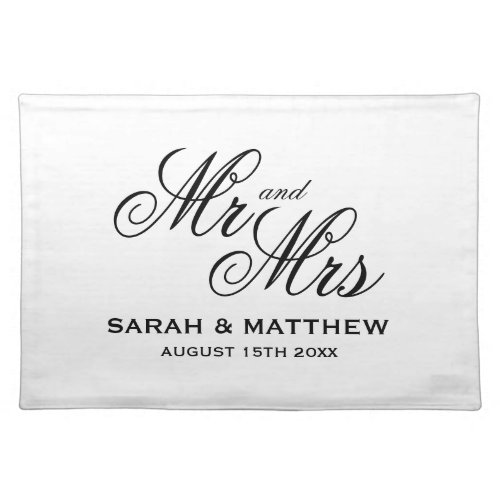 Mr and Mrs script type cloth wedding placemats