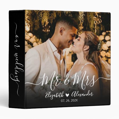 Mr and Mrs Script Wedding Photo Album Binder 