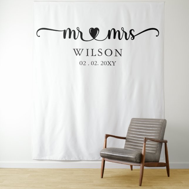 Mr and Mrs Script Wedding Photo Prop Backdrop  (In Situ)