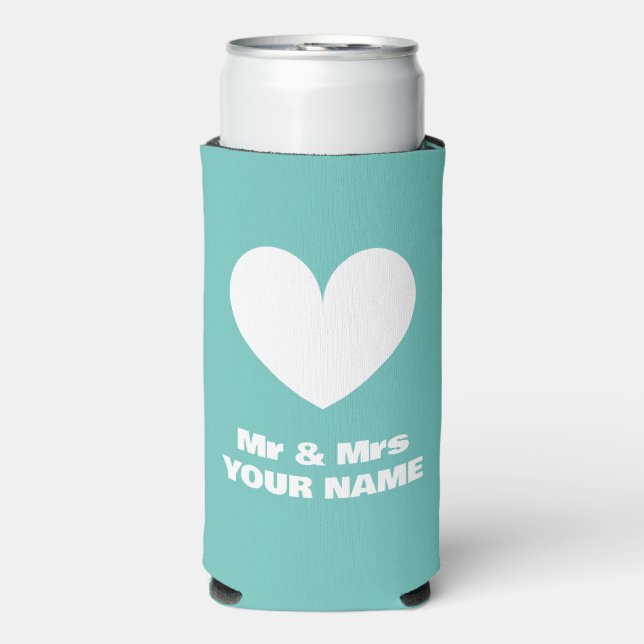 Mr and Mrs seltzer can coolers for wedding couple (Seltzer Front)