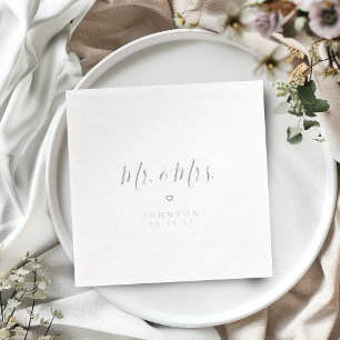 Mr and Mrs simple elegant script wedding Foil Napkins