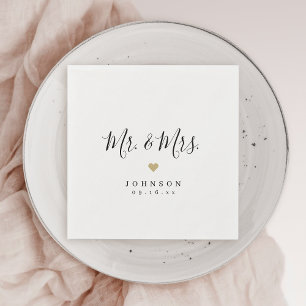 Mr and Mrs simple elegant script wedding Napkins