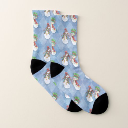 Mr and Mrs Snowman Candy Cane Socks