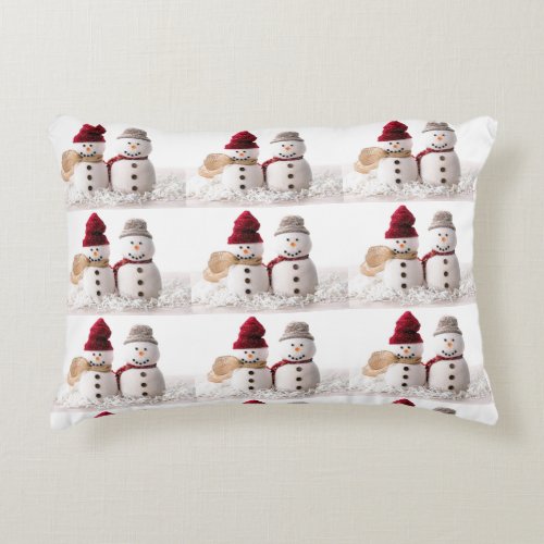 MR AND MRS SNOWMAN COUPLE CHRISTMAS ACCENT PILLOW