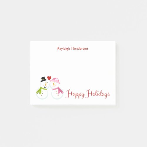 Mr and Mrs Snowman in Love Christmas Holidays Post_it Notes