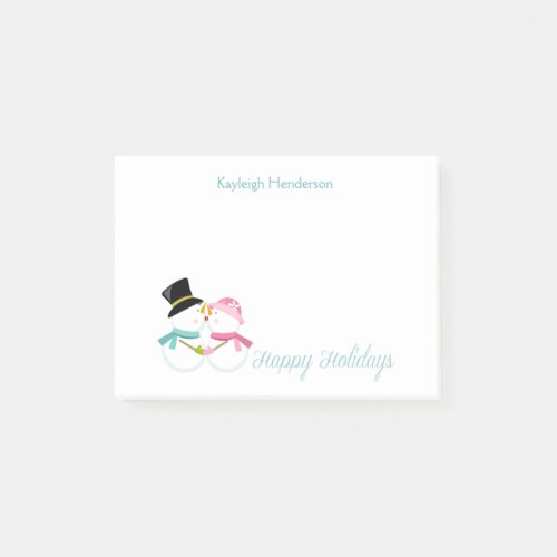 Mr and Mrs Snowman in Love Personalized Post_it Notes