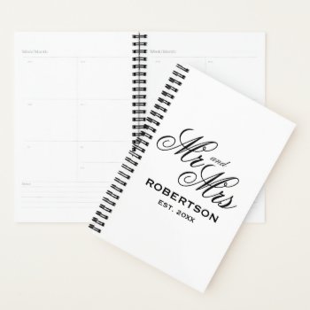 Mr And Mrs Spiral Wedding Planner For Couple by logotees at Zazzle