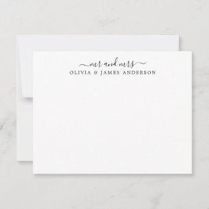 Mr and Mrs Stylish Script Calligraphy Newlyweds Note Card