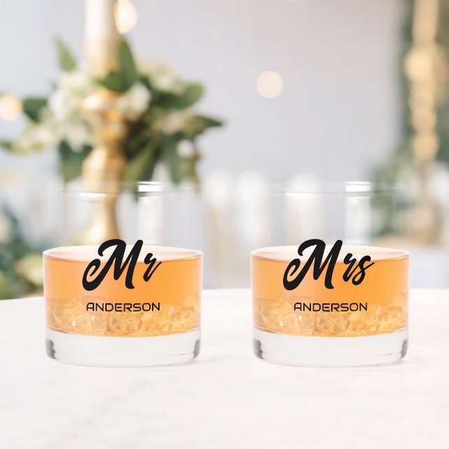 Mr and Mrs Stylized Name Bride and Groom Glass (Insitu (Wedding))