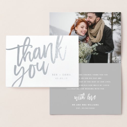 Mr and Mrs thank you photograph real foil Foil Card