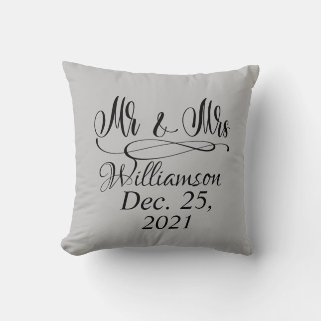 Mr. And Mrs. Throw Pillow (Front)