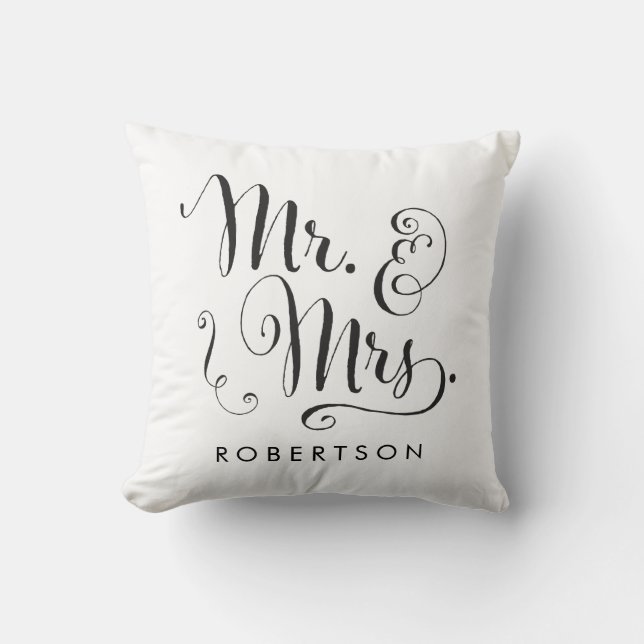 Mr. and Mrs. Throw Pillow (Front)