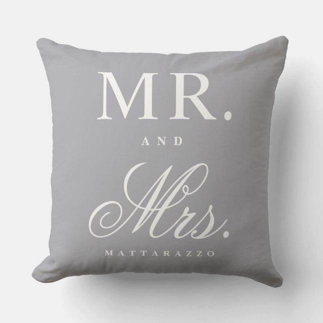 Mr. and Mrs. Throw Pillow (Front)