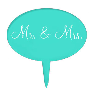 Mr. and Mrs. Turquoise Cake Picks