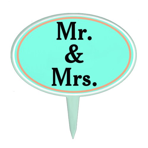 Mr and Mrs Turquoise Cantaloupe Cake Topper