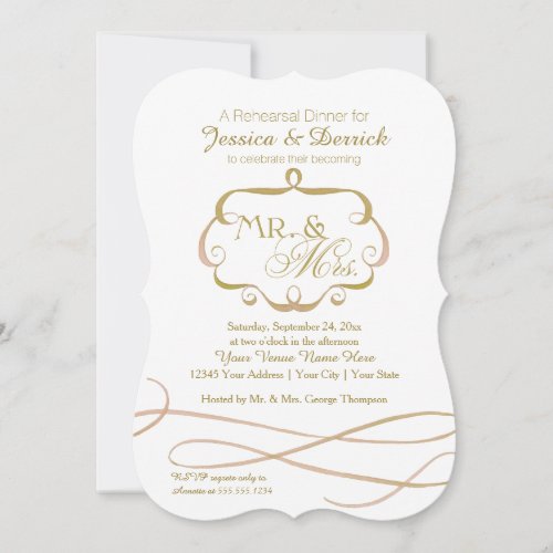 Mr and Mrs Typography Flourish Scroll Watercolor Invitation