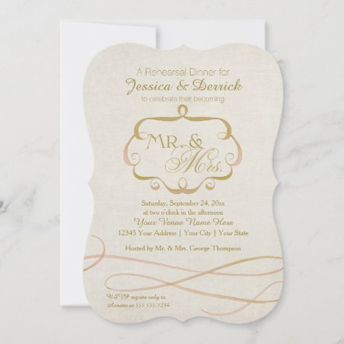 Mr and Mrs Typography Flourish Scroll Watercolor Invitation