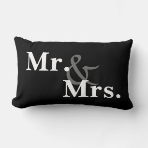 Mr. and Mrs. typography pillow modern bold