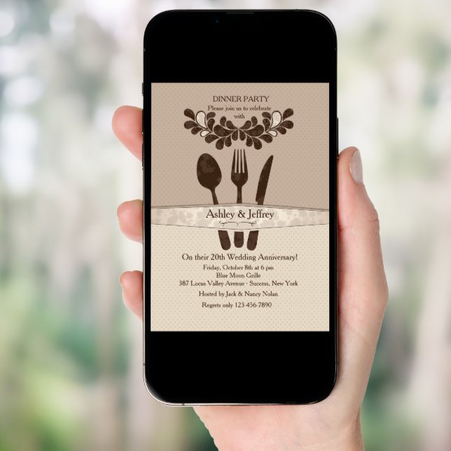 Mr. and Mrs. Utensils Dinner Party Invitation (Front Digital)