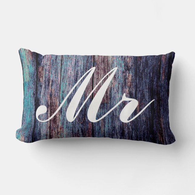 Mr and Mrs Wedding Bedding Lumbar Pillow (Front)