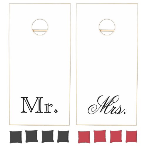 Mr and Mrs wedding bride groom rustic chic barn Cornhole Set