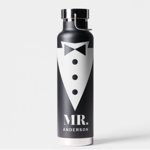 Mr and Mrs Wedding Classic Black Water Bottle