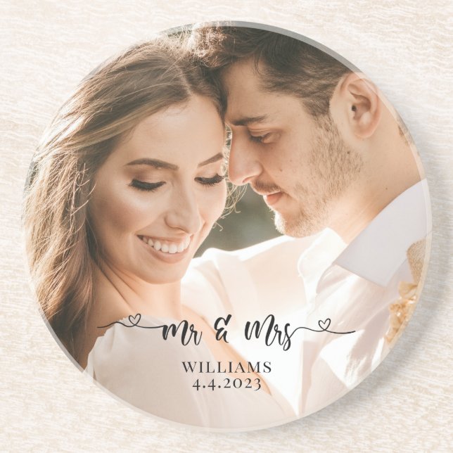 Mr. and Mrs. Wedding Couple Coaster (Front)