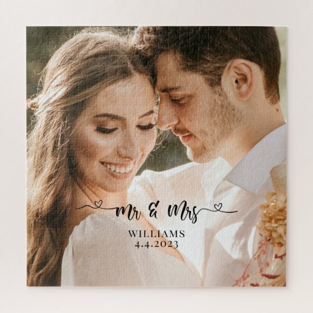 Mr. and Mrs. Wedding Couple Jigsaw Puzzle (Vertical)